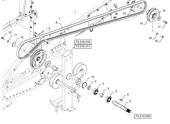 87531477 - Вал шкива ремня измельчителя с осн. привода ТС5080, ТС5.90